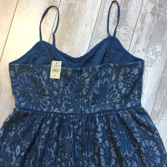 LOFT Spaghetti-Straps Blue Lace Dress.1830 - Picture 5 of 5